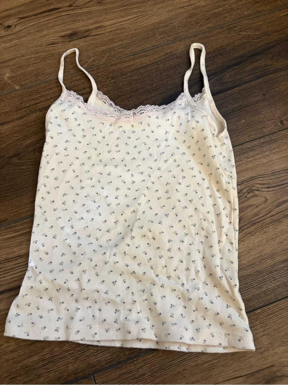 Brandy Melville Cream Floral Lace-Trim Cami